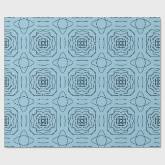 Papier Cadeau Motif géométrique bleu élégant en lignes continues