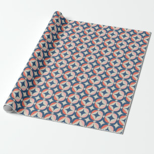 Papier Cadeau Motif géométrique bleu et de corail