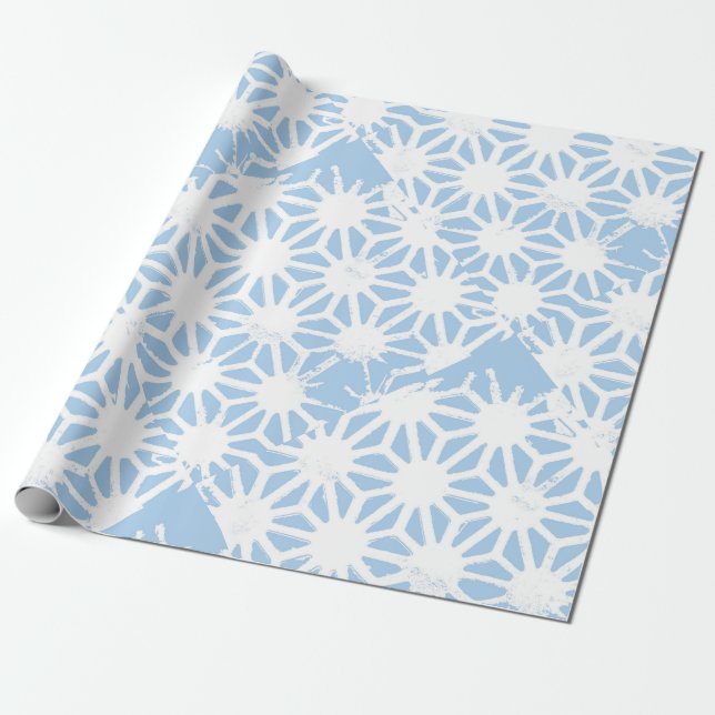 Papier Cadeau Motif géométrique bleu pâle (Déroulé)