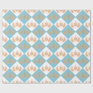 Papier Cadeau Motif géométrique botanique rétro Fleur orange