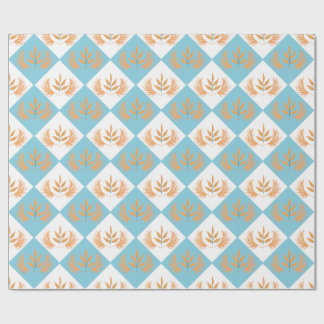 Papier Cadeau Motif géométrique botanique rétro | Fleur orange