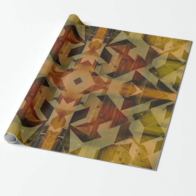 Papier Cadeau Motif géométrique brun abstrait (Déroulé)