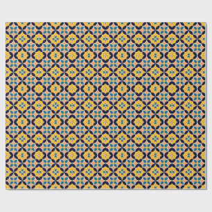 Papier Cadeau Motif géométrique coloré avec design de tuiles rét