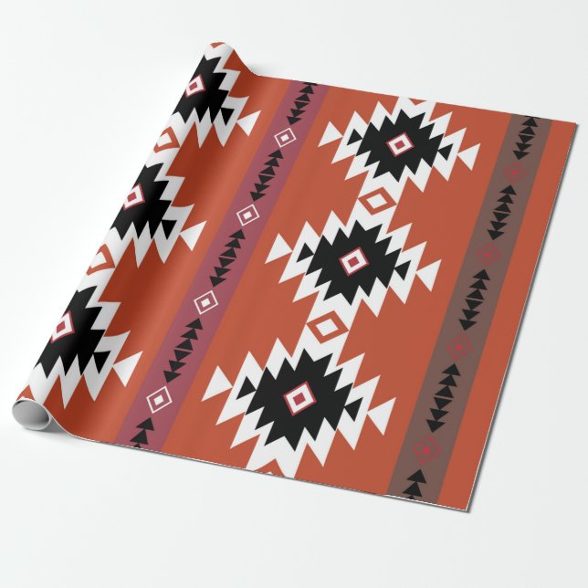 Papier Cadeau Motif géométrique coloré Aztec (Déroulé)