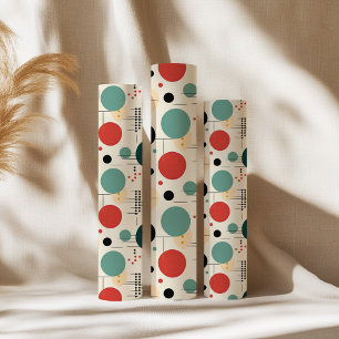 Papier Cadeau Motif géométrique coloré du milieu du siècle
