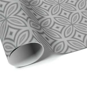 Papier Cadeau Motif géométrique de fleurs abstraites gris deux t