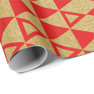 Papier Cadeau Motif géométrique de triangle de feuille d'or de