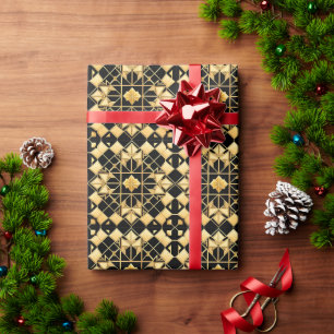 Papier Cadeau Motif géométrique doré élégant