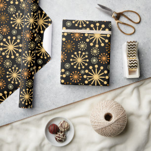 Papier Cadeau Motif géométrique élégant noir et or