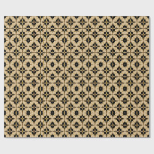 Papier Cadeau Motif Géométrique Élégant Or et Noir