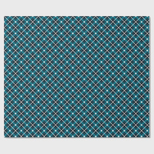 Papier Cadeau Motif géométrique en grille sarcelle et marine