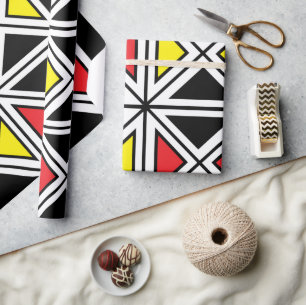 Papier Cadeau Motif géométrique ethnique tribal coloré 