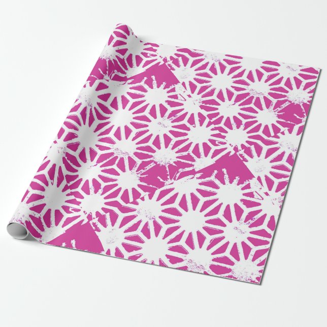 Papier Cadeau Motif géométrique Fuchsia (Déroulé)