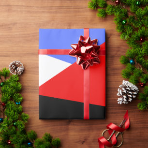 Papier Cadeau Motif géométrique harlequin moderne rouge bleu noi
