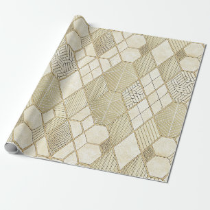 Papier Cadeau Motif Géométrique Hexagone Or Élégant - Marbre 4
