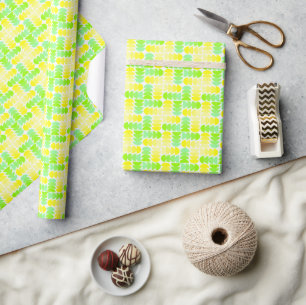 Papier Cadeau Motif géométrique jaune et vert vif