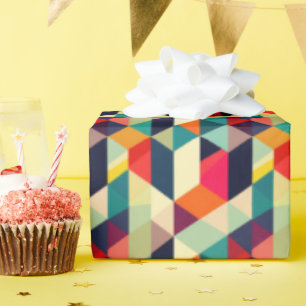 Papier Cadeau motif géométrique moderne 3D du milieu du siècle