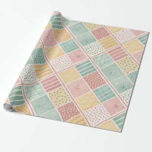 Papier Cadeau Motif géométrique moderne à pois et carreaux en me