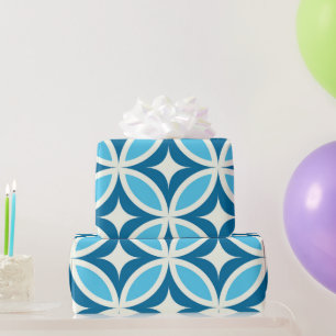 Papier Cadeau Motif géométrique moderne du milieu du siècle Bleu