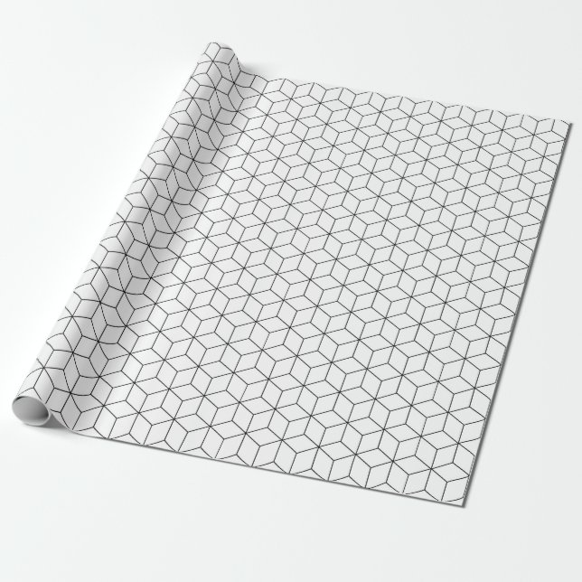 Papier Cadeau Motif géométrique noir et blanc (Déroulé)