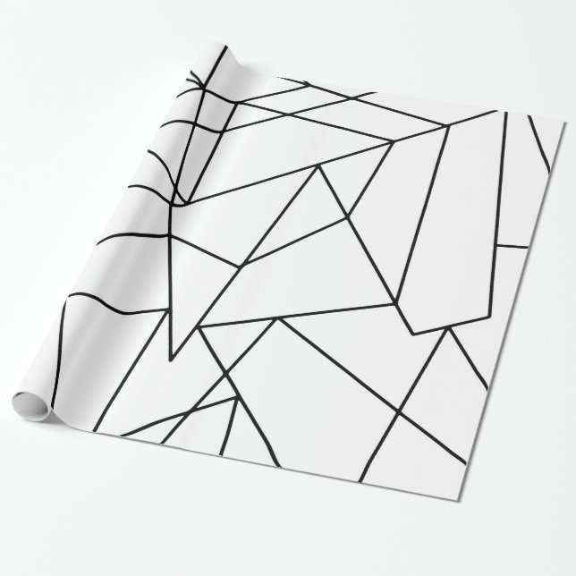 Papier Cadeau Motif géométrique noir et blanc moderne simple (Déroulé)