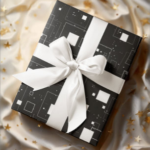 Papier Cadeau Motif géométrique noir et blanc rétro