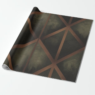 Papier Cadeau Motif Géométrique Orange Et Élégance Verte