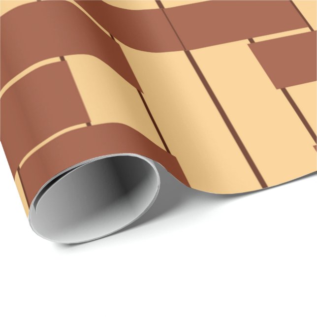 Papier Cadeau Motif géométrique présentant des rectangles marron (Coin rond)