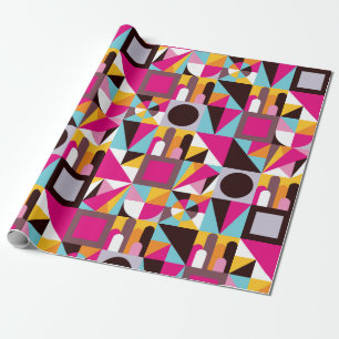 Papier Cadeau Motif géométrique rétro des années 70 Couleurs psy