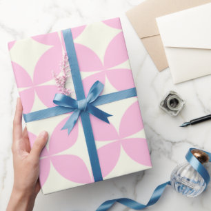 Papier Cadeau Motif géométrique rétro rose blanc du milieu du si