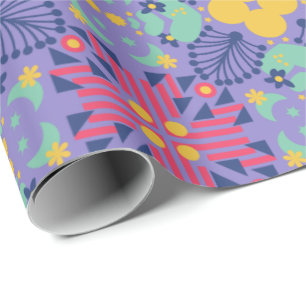 Papier Cadeau Motif géométrique sans couture avec rose vibrant