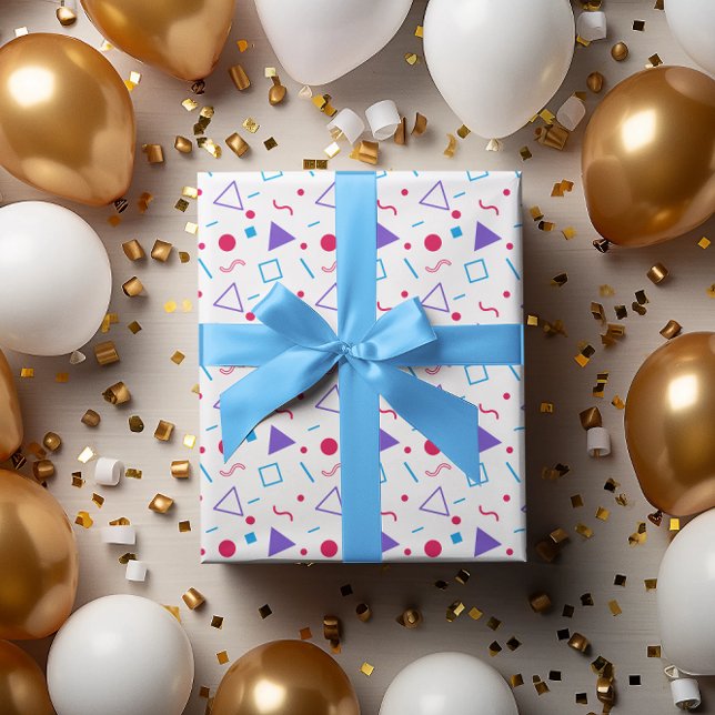 Papier Cadeau Motif géométrique simple couleur cadeau d'annivers (Créateur téléchargé)