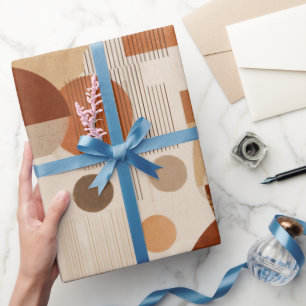 Papier Cadeau Motif géométrique terracotta tons terre Boho