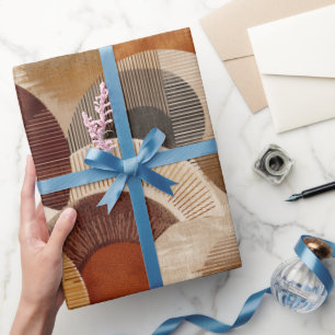 Papier Cadeau Motif géométrique terracotta tons terre Boho