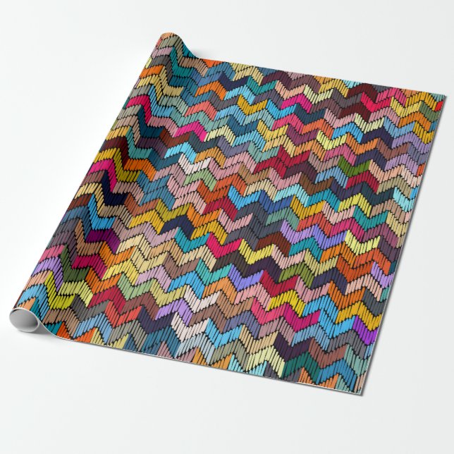 Papier Cadeau Motif géométrique transparent brodé. Ornement E (Déroulé)