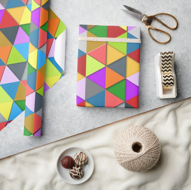 Papier Cadeau Motif géométrique triangle coloré (Artisanat)