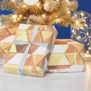 Papier Cadeau Motif géométrique triangles brun jaune vintage