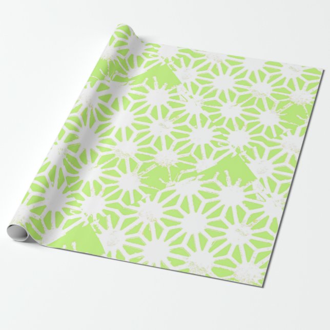 Papier Cadeau Motif géométrique vert cime (Déroulé)