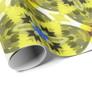 Papier Cadeau motif géométrique vibrant en jaune, vert, bleu