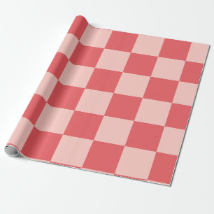 Papier Cadeau Motif Gingham à carreaux rose rouge