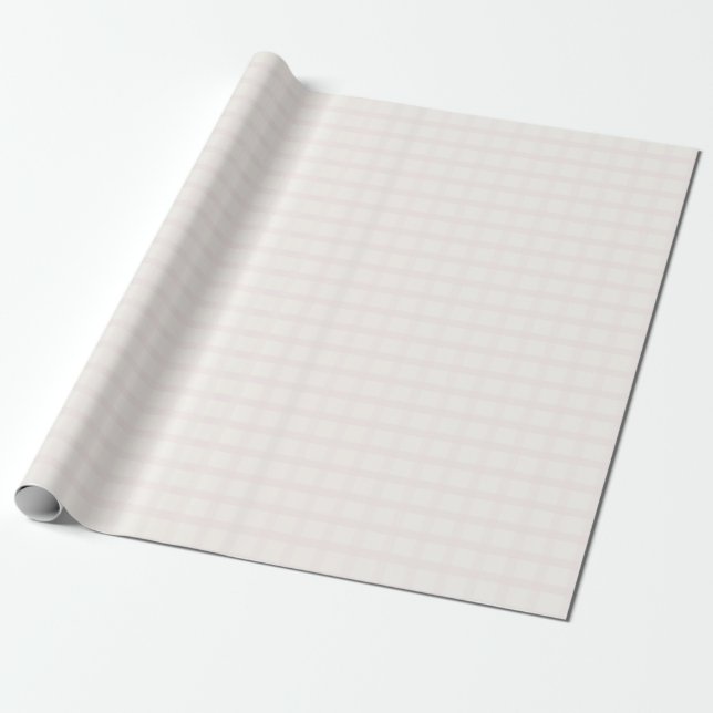 Papier Cadeau Motif Gingham Blanc Crème et Champagne Rose (Déroulé)