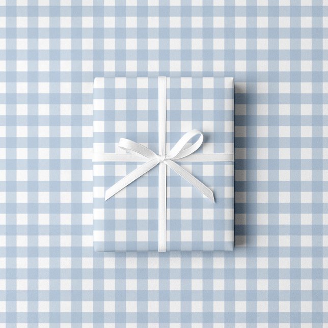 Papier Cadeau Motif Gingham Bleu Bébé (Baby Blue Gingham Pattern Wrapping Paper)