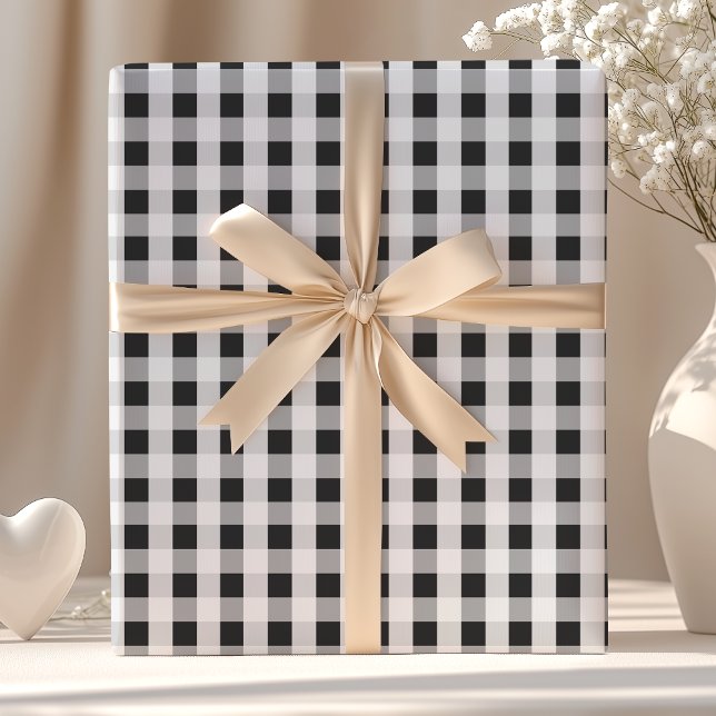 Papier Cadeau Motif Gingham Gris Fumé (Créateur téléchargé)