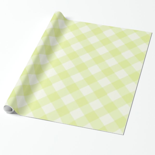 Papier Cadeau Motif Gingham Jaune Pastel (Déroulé)