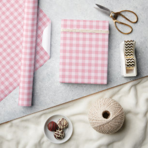 Papier Cadeau Motif Gingham Rose Vichy Carreaux à Carreaux