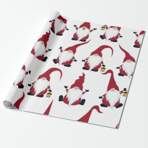 Papier Cadeau Motif Gnome de Noël mignon