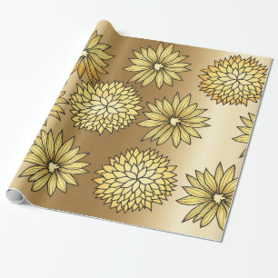 Papier Cadeau Motif Gold Flowers