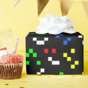Papier Cadeau Motif graphique de jeu vidéo 8 bits rétro