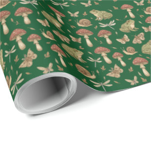 Papier Cadeau Motif Grenouille Escargot Dragonfly Champignon Gob
