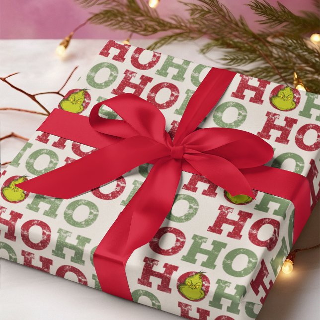Papier Cadeau Motif Grinch Ho Ho Ho (Wrapped gift)
